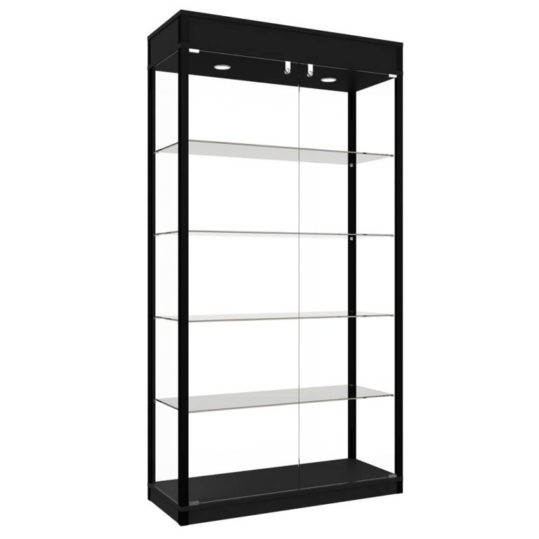 Vitrine De Collection Admiral En Verre Jaune, 4 étagères, Hauteur 180 Cm, Largeur 40 Cm